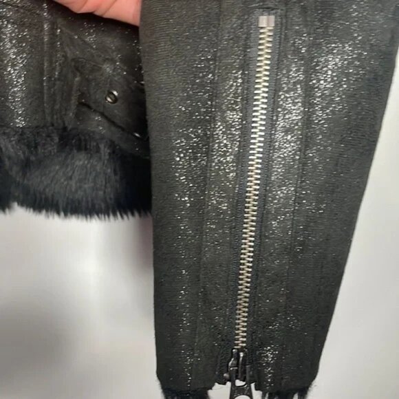 Like New Armani Exchange Fur Lined Moto Jacket Coat Small - Picture 7 of 9